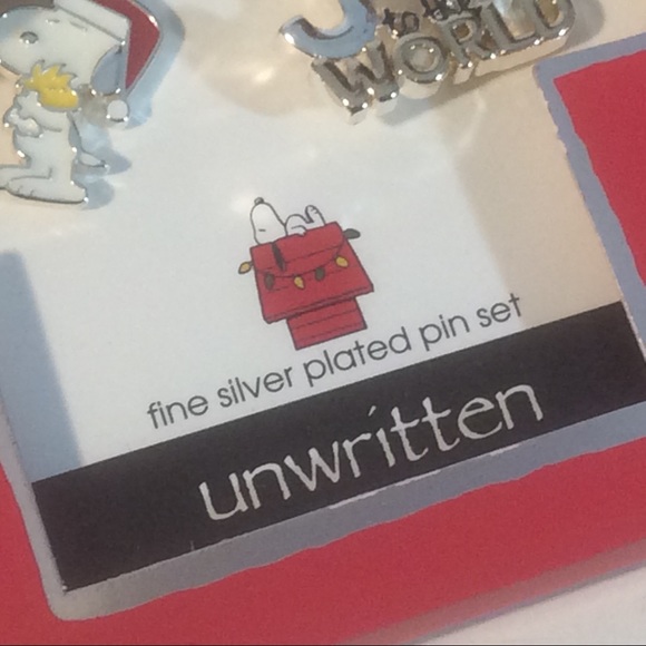 NEW Peanuts Silver Plated Pin Snoopy Woodstock Joy World Christmas $50 - Picture 2 of 6